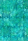 BA GA 1883 Garden Range Tonal Blue Green Large and Small Flowers on Blue Green Batik Cotton