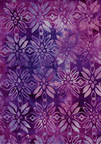 BA GA 1884 Garden Range Tonal Purple Large and Small Flowers on Purple Batik Cotton