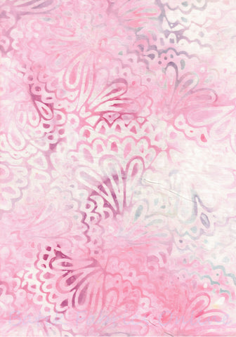 BA HE 1936 Heaven Range- Cream Pink Pale Grey Floral Batik Fabric for Patchwork, Quilting and Sewing