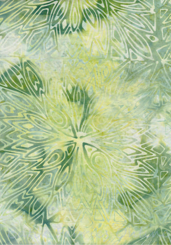 BA HE 1938 Heaven Range- Cream Yellow Green Pale Grey Floral Batik Fabric for Patchwork, Quilting and Sewing