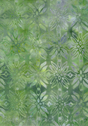 BA HE 1940 Heaven Range-  Yellow Green Pale Grey Floral Batik Fabric for Patchwork, Quilting and Sewing