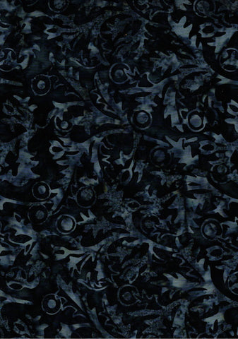 BA AU 1827 Sunset Range Patterned Tone on Tone, Dark Blue Grey with Black Floral Pattern, Cotton for Patchwork and Quilting