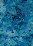 BA 1784 Blue Turquoise Purple Dolphins Batik Cotton for Patchwork and Quilting