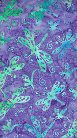 PREMIUM QUILT BACK BA 2166 Purple with Aqua Blue Butterflies Wideback Cotton Batik Fabric