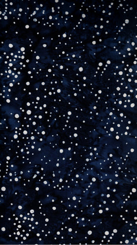 BA 2238 Dark Indigo Blue Black with White Random Spots Cotton Batik Fabric