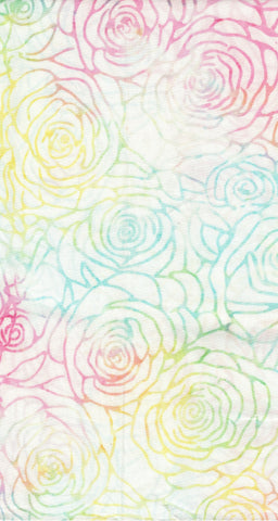BA 314 Pale Multicolour Roses on Cream White 1M Bulk Discount Piece Batik Cotton