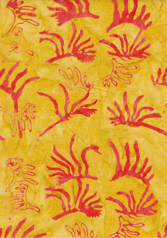 BAAL 929 Orange Kangaroo Paw On Yellow Aussie Landscape Batik Cotton for Patchwork and Quilting Sale 1.5 M Piece