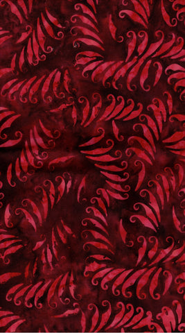 BAAL 001 Red Leaves on Burgundy Cotton Batik Fabric Bulk Discount 1M Piece