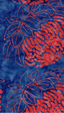 BAAL 920 Orange Waratahs on Mid Royal Blue Cotton Batik for Patchwork and Quilting