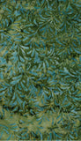 BAAL 282 Turquoise Leaves on Green Batik Cotton Fabric 1M Piece Bulk Discount
