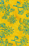 BAAL 924 Turquoise Flowers on Bright Yellow Cotton Batik Fabric Bulk Discount 1M Piece