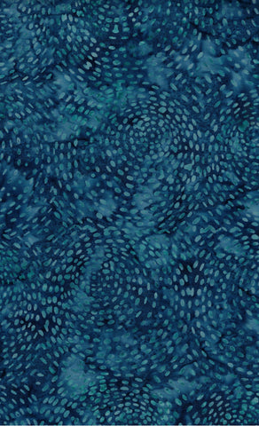 BA DD 1155 Floral Boutique Collection: Dots and Dashes in Circles on Teal Blue Cotton Batik Fabric for Patchwork and Quilting