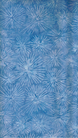 BA DP 2061 Pale Blue Starbursts on Mid Blue Designer Palette Range Cotton Batik Fabric