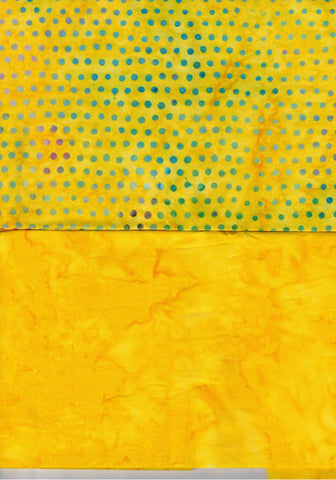 BA F2 Spot-5 Yellow Tonal and Spot Bundle of 2 Fat Quarters Batik Cotton