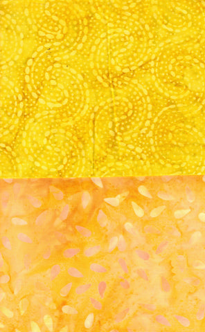 BA F2 Tex-10 Stash Builder Co-ordinating Textured Gold Yellow Prints [2 Fat Quarters] Batik Fabric Patchwork and Quilting