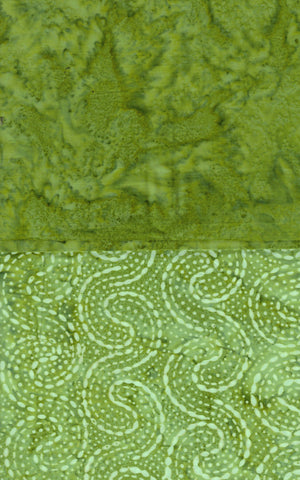 BA F2 Tex-12 Stash Builder Co-ordinating Textured Green Print and Tonal [2 Fat Quarters] Batik Fabric Patchwork and Quilting