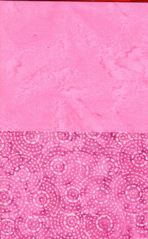 BA F2 Tex-13 Stash Builder Co-ordinating Textured Pink Print and Tonal [2 Fat Quarters] Batik Fabric Patchwork and Quilting