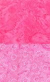 Two pink cotton batik fabric swatches with different patterns 