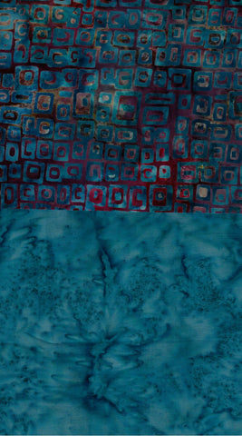 SBFE2-2 Stash Builder [2 Fat Eighths] Teal- Dark Value Batik Fabric Patchwork and Quilting