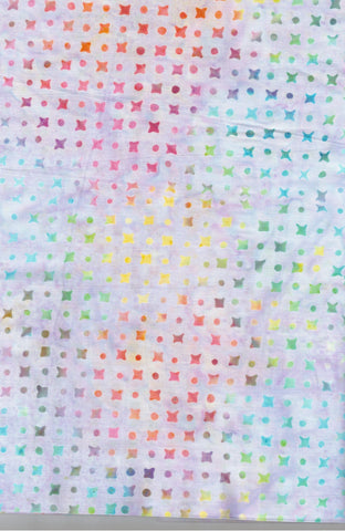 BA FF 1267 Pale Lavender Background with Multicoloured Dots and Crosses Cotton Batik Fabric