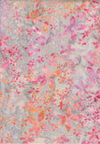 BA GA 1878 Garden Range Pink Apricot Orange Large and Small Flowers on Grey Batik Cotton