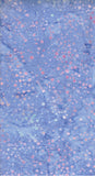 Mid Blue Purple cotton batik fabric with random Pale Aqua and Pink spots