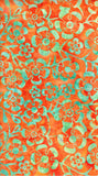 Aqua Ribbon Flowers on range Cotton batik fabric