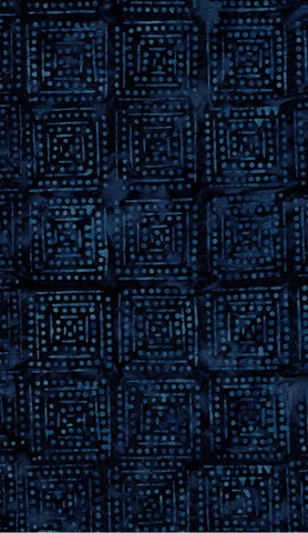 BA IN 2443 Indigo Range Medium Dark Square Pattern Batik Cotton for Patchwork and Quilting