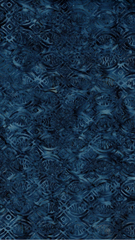 BA IN 2448 Indigo Range Mid Blue Curved Tile Patterned Batik Cotton for Patchwork and Quilting