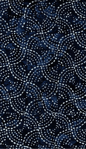 BA IN 2451 Indigo Range Dark Blue and White Apple Core Patterned Batik Cotton for Patchwork and Quilting