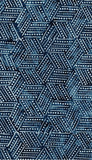 Blue and white geometric patterned cotton batik fabric