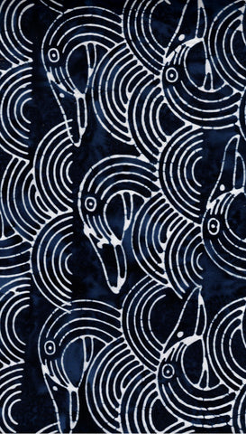 BA IN 2456 Indigo Range Navy and White Birds Batik Cotton for Patchwork and Quilting