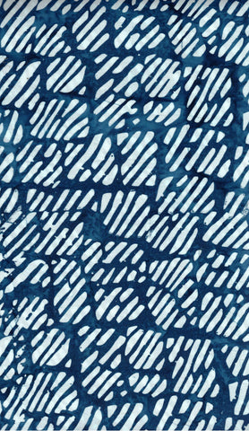 BA IN 2457 Indigo Range White Diagonal Tile Pattern on Dark Blue Batik Cotton for Patchwork and Quilting