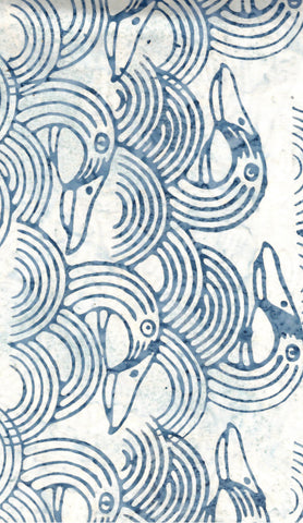 BA IN 2458 Indigo Range Blue Bird Pattern on White Batik Cotton for Patchwork and Quilting