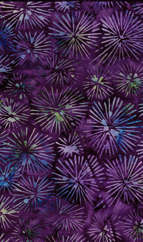 BA OM 1624 Purple Aqua Green Starburst Pattern Ocean Mandala Range Batik Fabric for Patchwork and Quilting