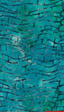 Abstract pattern of blue and green wavy lines on a textured background cotton batik fabric