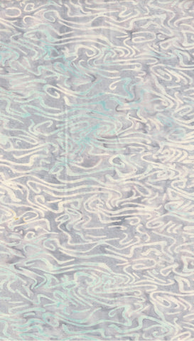 BA RD1 2321 Riverdance Range: Off White and Pale Blue Squiggles on Pale Grey Batik Cotton for Patchwork and Quilting
