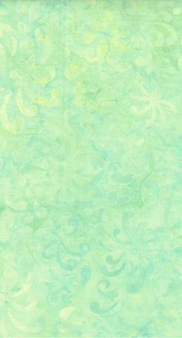 BA RD1 2326 Riverdance Range: Very Pale Flowers on Pale Aqua Batik Cotton for Patchwork and Quilting