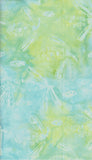Pale Aqua Blue Green Cotton Batik Fabric with Off white banksias