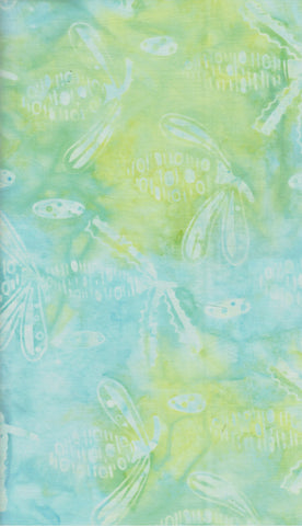 BA RD1 2354 Riverdance Range: Off White Banksias on Pale Aqua Green Batik Cotton for Patchwork and Quilting