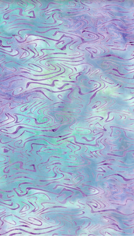 BA RD1 2356 Riverdance Range: Purple Squiggles on Aqua and Purple Batik Cotton for Patchwork and Quilting