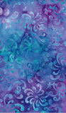 Aqua Purple Blue self toned flowers cotton batik fabric