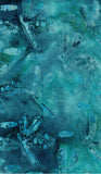 Abstract teal and turquoise artwork with banksias cotton batik fabric