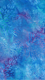 Aqua Purple Waratah flowers on self toned cotton batik Fabric