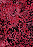 BB-81221-22 Batik Lustre Black Paisley on Poppy Red Cotton for Quilting