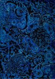 BB-81221-46 Batik Lustre Black Paisley on Turquoise Cotton for Quilting