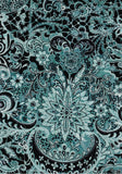 BB-81221-67 Banyan Batik Lustre Black Paisley on Jade Cotton for Quilting