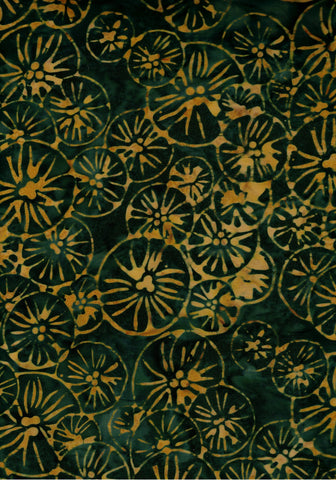 BB-80461-69 Dark Green with Gold Wheel Pattern Cotton for Quilting