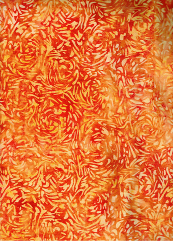 BB-81600-58 Batik BFF Yellow Swirls on Orange Cotton for Quilting