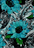 BB-83220-62 Decorative Carving Range- Turquoise Batik Cotton for Quilting/Dressmaking